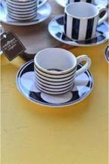 Professional Porcelain Turkish & Espresso Coffee Cup Set - Geometric Line - 90ml (Set of 6) - TryAladdin