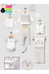 Professional Premium Boxed Newborn Boy 10 - Piece Layette Set - Bowtie Bear, 100% Cotton - TryAladdin