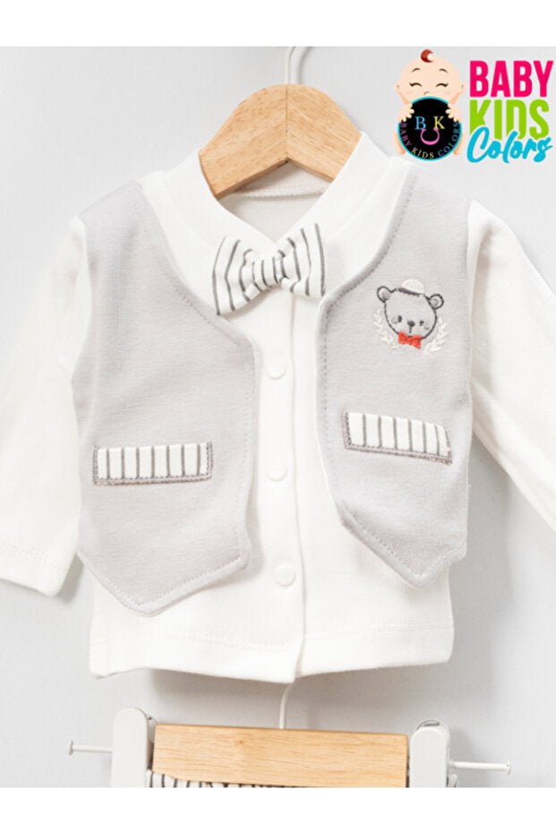 Professional Premium Boxed Newborn Boy 10 - Piece Layette Set - Bowtie Bear, 100% Cotton - TryAladdin