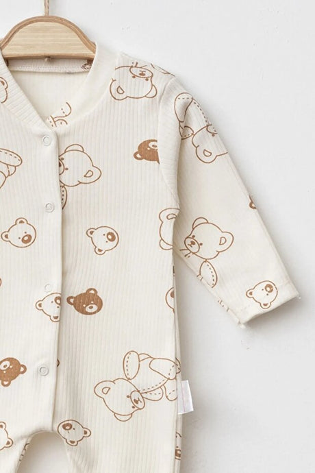 Professional Quality Unisex Baby Bear Print Footed Snap Bodysuit - 0 - 6 Months - TryAladdin