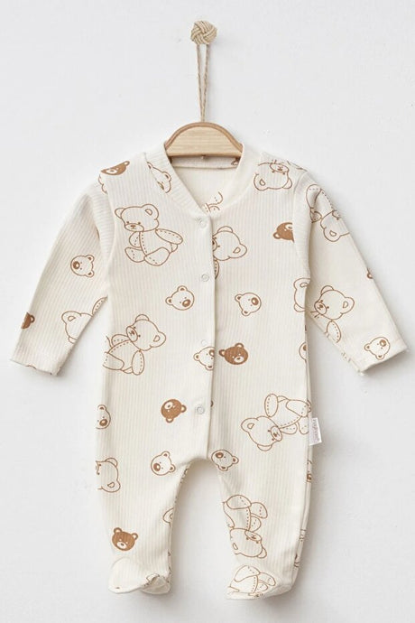 Professional Quality Unisex Baby Bear Print Footed Snap Bodysuit - 0 - 6 Months - TryAladdin