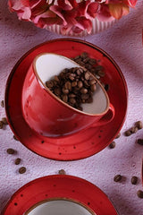 Professional Reactive Red Porcelain Cappuccino Latte Art Cup Set - 4 Piece, 300ml Jumbo - TryAladdin