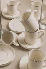 Professional Stackable Platinum Silver Gilded Turkish Coffee Cup Set - 6 Person, 12 Piece, 6 x 100ml - TryAladdin