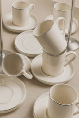 Professional Stackable Platinum Silver Gilded Turkish Coffee Cup Set - 6 Person, 12 Piece, 6 x 100ml - TryAladdin
