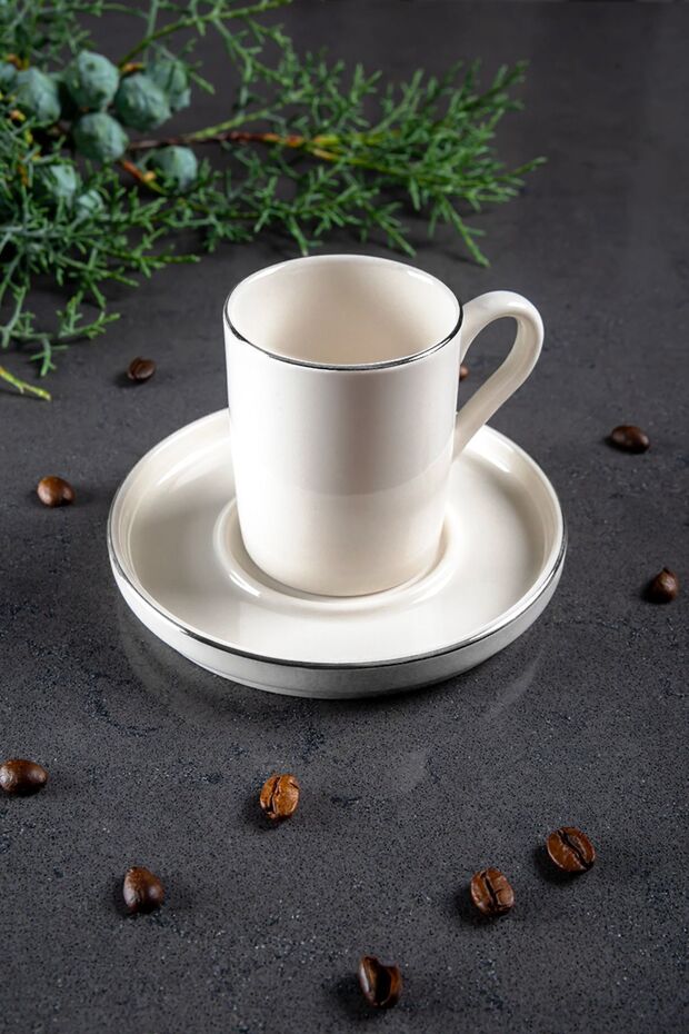 Professional Stackable Platinum Silver Gilded Turkish Coffee Cup Set - 6 Person, 12 Piece, 6 x 100ml - TryAladdin