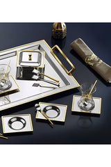 Professional Tiamo Oslo 18/10 Stainless Steel Tea Set - 12 Person Gold Plated Details - TryAladdin