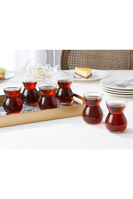 Professional Turkish Ethnic Design Tea Glass Set - 6 - Piece, 140ml Each - TryAladdin