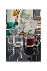 Professional Turkish Glass Beaded Handle Espresso Water Glasses - Set of 6 x 125ml - TryAladdin