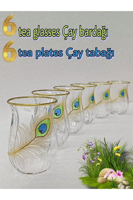 Professional Turkish Golden Peacock Tea Set - 6 - Piece Set - TryAladdin