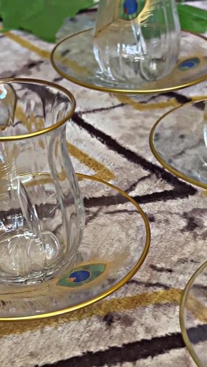 Professional Turkish Golden Peacock Tea Set - 6 - Piece Set - TryAladdin