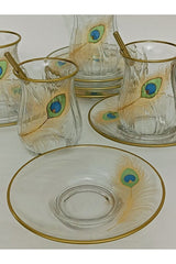 Professional Turkish Golden Peacock Tea Set - 6 - Piece Set - TryAladdin