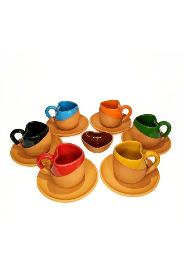 Professional Turkish Handcrafted Ceramic Coffee Set & Heart Lokum Dish - Herseytopraktan - TryAladdin