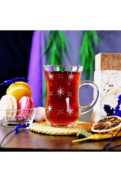 Professional Turkish Handled Tea Glass Set - Sema Design - 6 x 145ml - TryAladdin