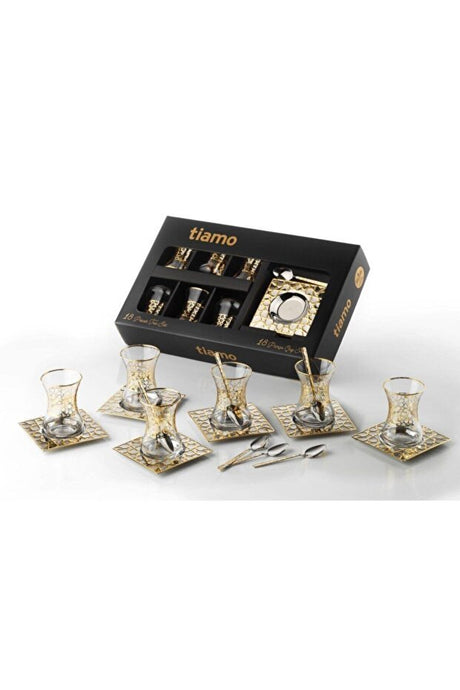 Professional Turkish Seljuk Gold Tea Set - 18 Piece, 6 Person - TryAladdin