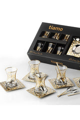 Professional Turkish Seljuk Gold Tea Set - 18 Piece, 6 Person - TryAladdin