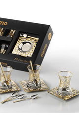 Professional Turkish Seljuk Gold Tea Set - 18 Piece, 6 Person - TryAladdin