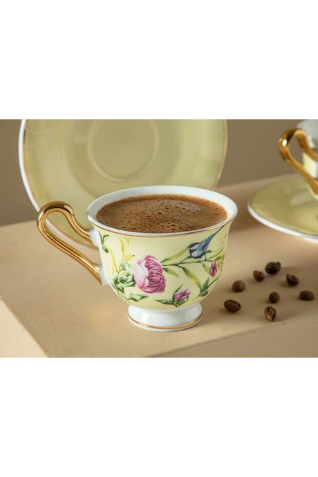Professional Vanilla Light Yellow New Bone China Coffee Cup Set - 4 Piece, 90ml Capacity - TryAladdin
