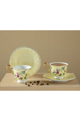Professional Vanilla Light Yellow New Bone China Coffee Cup Set - 4 Piece, 90ml Capacity - TryAladdin