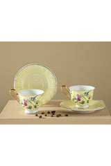 Professional Vanilla Light Yellow New Bone China Coffee Cup Set - 4 Piece, 90ml Capacity - TryAladdin