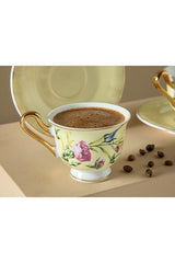 Professional Vanilla Light Yellow New Bone China Coffee Cup Set - 4 Piece, 90ml Capacity - TryAladdin