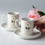 Professional Werony Turkish Daisy Motif Porcelain Espresso Cup Set - 4 Piece, 100ml - TryAladdin
