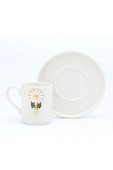 Professional Werony Turkish Daisy Motif Porcelain Espresso Cup Set - 4 Piece, 100ml - TryAladdin