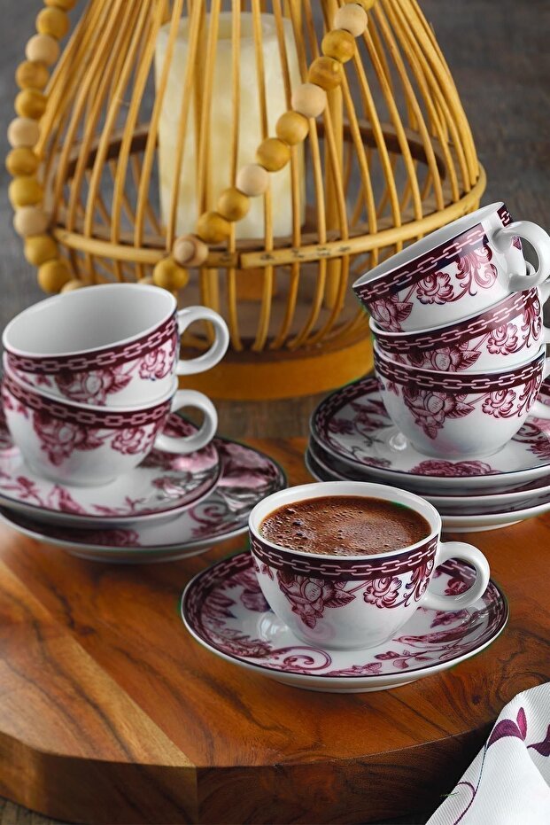 Professional Zeugma Turkish Porcelain Coffee Set - 12 - Piece - TryAladdin