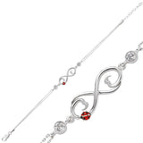 Sterling Silver Infinity Heart Ladybug Charm Bracelet