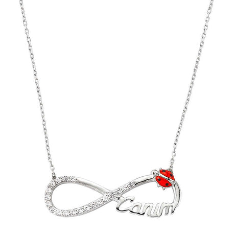 Sterling Silver CZ Infinity 'Canim' Ladybug Necklace
