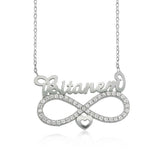 Sterling Silver Infinity Heart 'Bitanem' Name Necklace with CZ Stones
