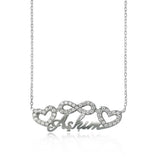 Sterling Silver Infinity Heart 'Askim' Script Necklace with Zirconia