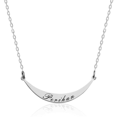 Sterling Silver Personalized Name Necklace - Curved Bar Design