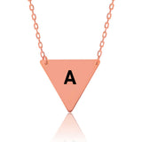 Initial Triangle Necklace - Rose Gold Tone Engraved Pendant