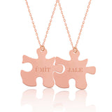 Personalized Rose Gold Tone Puzzle Name Necklace - Matching Set