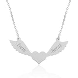 Personalized Sterling Silver Engraved Winged Heart Necklace