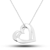 Necklace - Silver-Tone Interlocking Double Heart Pendant