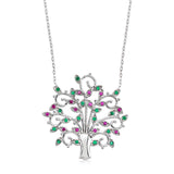 Necklace - Sterling Silver Tree of Life with Gemstone Leaves