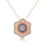 Rose Gold-Tone Zirconia Evil Eye Flower Pendant Necklace