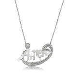 Sterling Silver 'My Mother' Calligraphy Necklace - Zirconia Accented