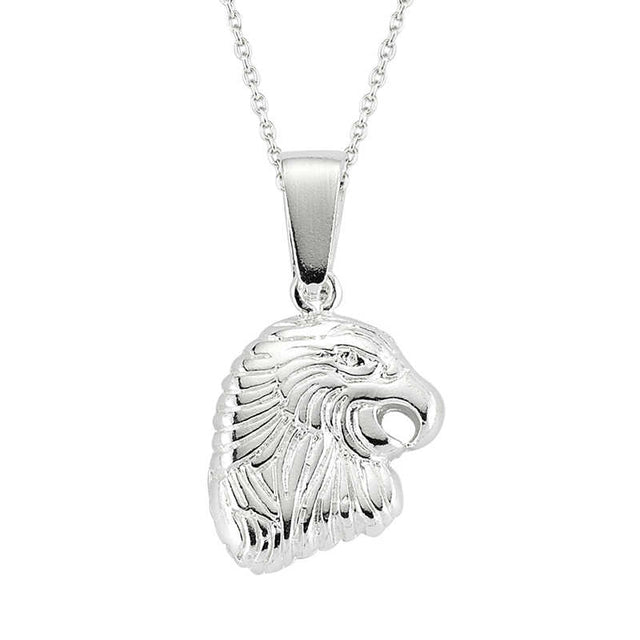 Sterling Silver Men's Eagle Head Pendant Necklace