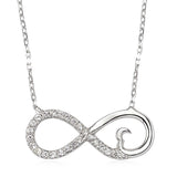 Sterling Silver Infinity Heart Necklace - Dainty Cubic Zirconia