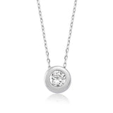 Necklace - Sterling Silver Minimalist Bezel Set Solitaire Pendant