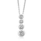 Necklace - Sterling Silver Graduated Bezel Set Four Stone Pendant