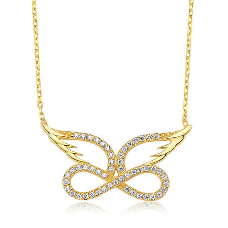 Necklace - Gold-Tone Angel Wing Infinity with Sparkling Cubic Zirconia