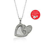Personalized Sterling Silver Interlocking Heart Zirconia Necklace