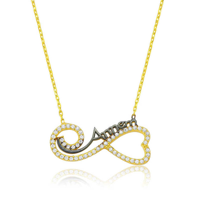 Gold-Plated Sterling Silver Infinity Heart 'Annem' Necklace