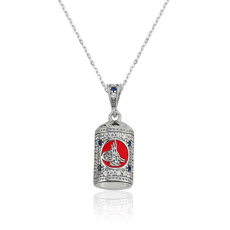 Necklace - Sterling Silver Tugra Cevsen Pendant with Zirconia