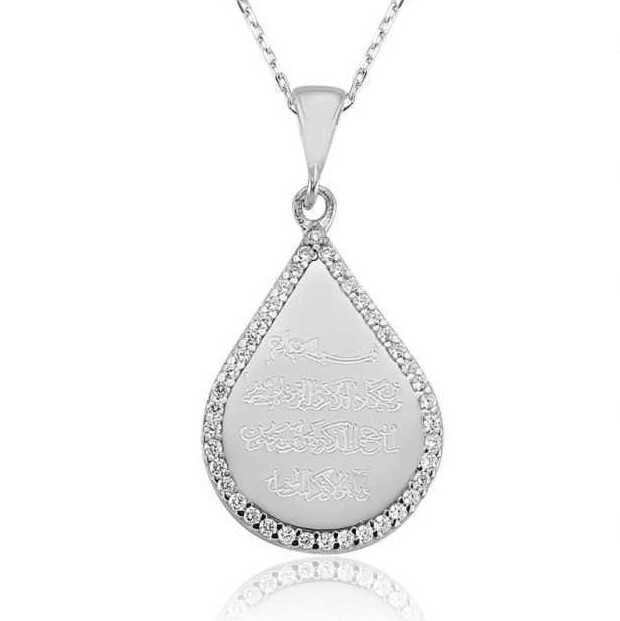 Sterling Silver Teardrop Nazar Duasi Protection Prayer Necklace