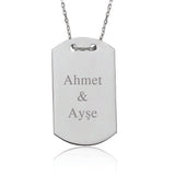 Sterling Silver Personalized Dog Tag Necklace - Custom Engraved Name
