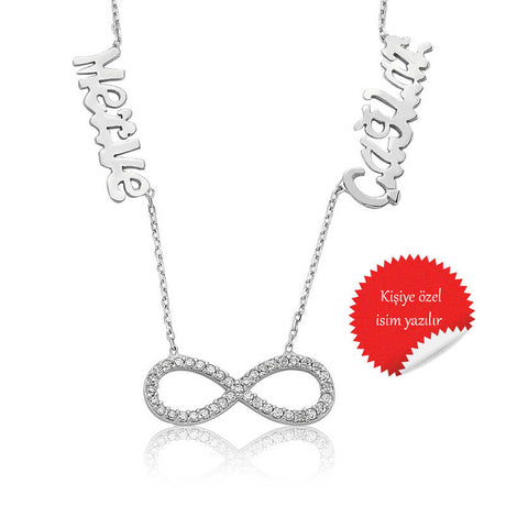 Personalized Infinity Name Necklace - Sterling Silver Cubic Zirconia